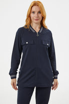 Örme Yaka Fermuarlı Tunik Eşofman Takım - Lacivert (2) Sementa