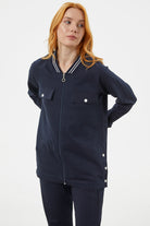 Örme Yaka Fermuarlı Tunik Eşofman Takım - Lacivert (3) Sementa