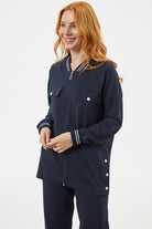 Örme Yaka Fermuarlı Tunik Eşofman Takım - Lacivert (5) Sementa