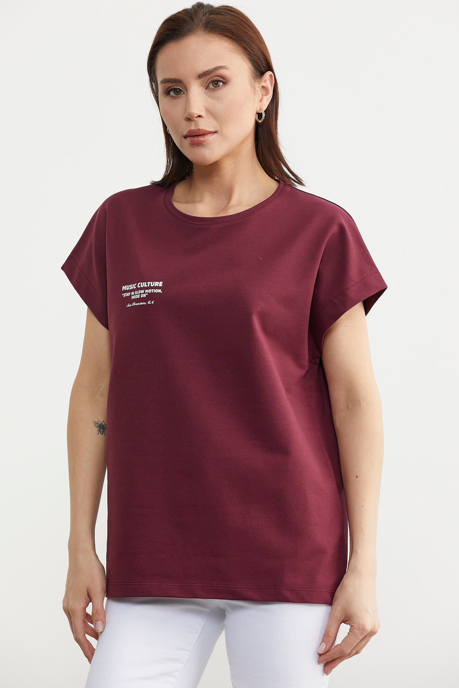Oversize Short Sleeve Tshirt Burgundy burgundy S