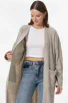 Oversize Uzun Triko Hırka - Vizon (4) Sementa