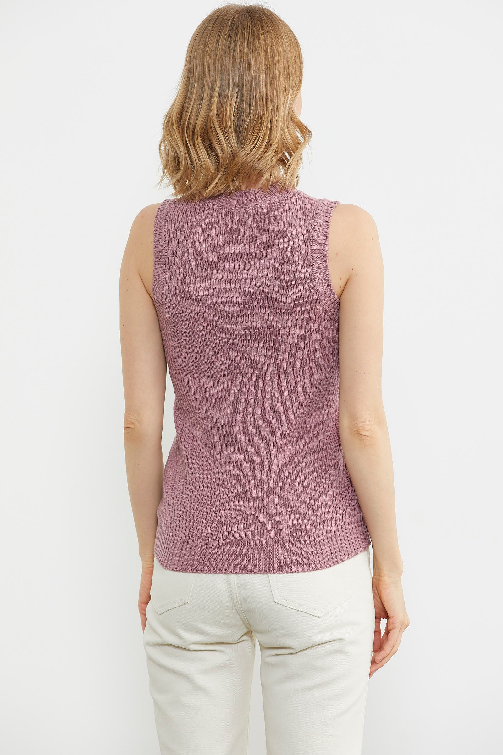 Petek Motifli Triko Süveter - Gül (4) Sementa