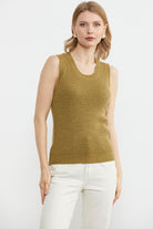 Petek Motifli Triko Süveter - Hardal - Yeşil (1) Sementa