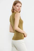 Petek Motifli Triko Süveter - Hardal - Yeşil (5) Sementa