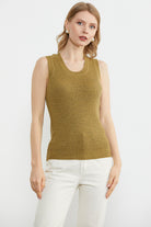 Petek Motifli Triko Süveter - Hardal - Yeşil (3) Sementa