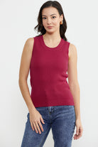 Petek Motifli Triko Süveter - Koyu Fuşya (1) Sementa