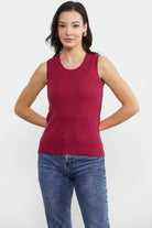 Petek Motifli Triko Süveter - Koyu Fuşya (2) Sementa