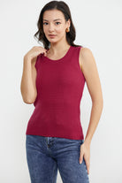 Petek Motifli Triko Süveter - Koyu Fuşya (3) Sementa