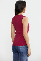 Petek Motifli Triko Süveter - Koyu Fuşya (4) Sementa