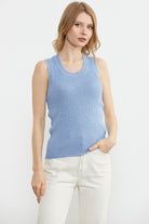 Petek Motifli Triko Süveter - Mavi (1) Sementa