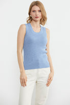 Petek Motifli Triko Süveter - Mavi (4) Sementa