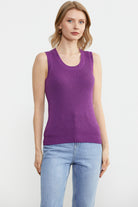 Petek Motifli Triko Süveter - Mor (1) Sementa