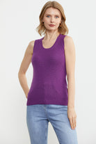 Petek Motifli Triko Süveter - Mor (2) Sementa