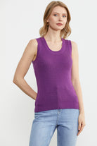 Petek Motifli Triko Süveter - Mor (3) Sementa