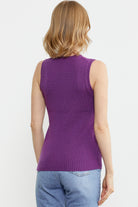 Petek Motifli Triko Süveter - Mor (4) Sementa