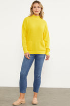 Petek Örgü Dik Yaka Triko Kazak - Sarı (5) Sementa