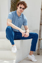 Polo Yaka Cepli Regular Fit Tişört - Mavi (1) Sementa