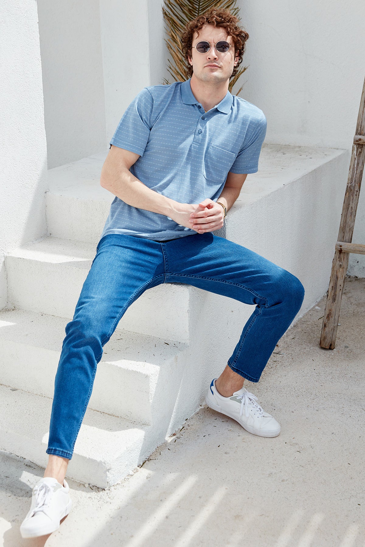 Polo Yaka Cepli Regular Fit Tişört - Mavi (3) Sementa