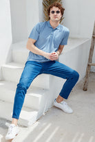 Polo Yaka Cepli Regular Fit Tişört - Mavi (3) Sementa