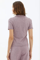 Polo Yaka Kısa Kol Triko Kazak - Gül (4) Sementa