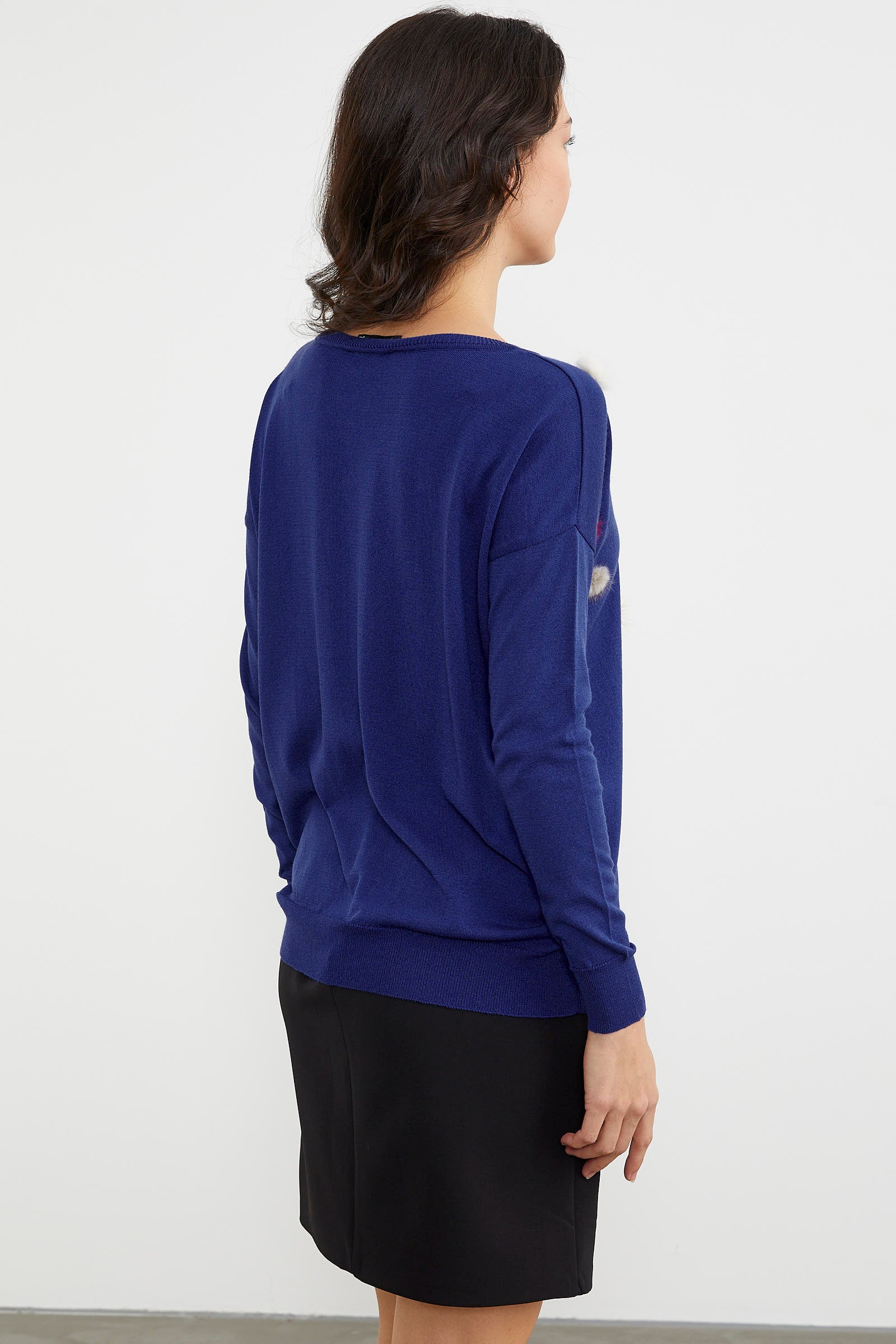 Ponpon Detaylı Basic Triko Hırka - Saks (4) Sementa