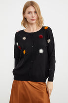 Ponpon Detaylı Basic Triko Hırka - Siyah (1) Sementa