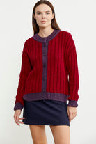 Pul Payet Detaylı Yünlü Triko Hırka - Kırmızı - Sementa