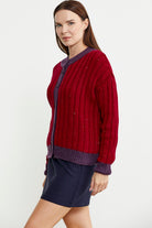 Pul Payet Detaylı Yünlü Triko Hırka - Kırmızı - Sementa