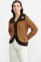 Pul Payet Detaylı Triko Hırka - Oranj - Kahve (2) Sementa