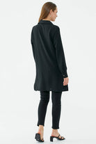 Rahat Kalıp Uzun Krep Gömlek - Siyah (5) Sementa