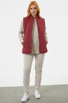 Regular Fit Kapitone Çıt Çıtlı Yelek - Bordo (2) Sementa