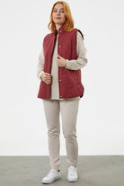 Regular Fit Kapitone Çıt Çıtlı Yelek - Bordo (3) Sementa