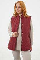 Regular Fit Kapitone Çıt Çıtlı Yelek - Bordo (1) Sementa