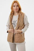 Regular Fit Kapitone Çıt Çıtlı Yelek - Kamel (3) Sementa