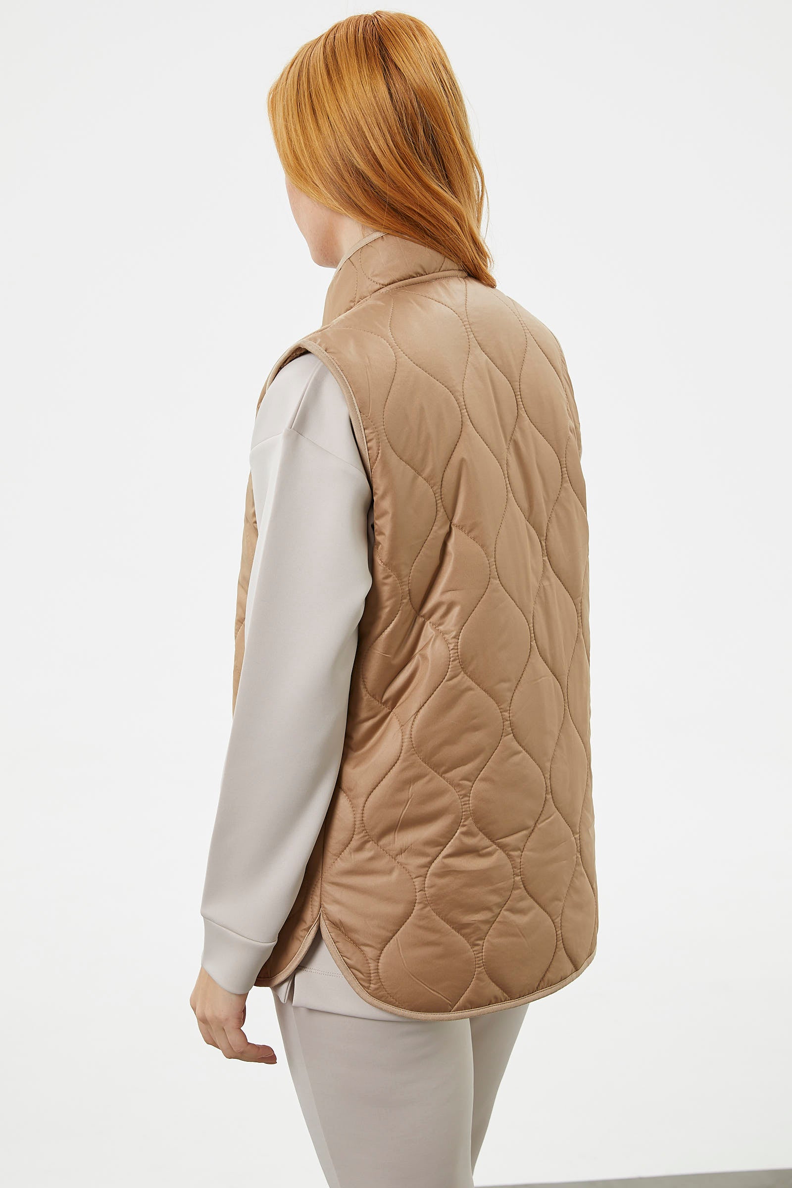 Regular Fit Kapitone Çıt Çıtlı Yelek - Kamel (6) Sementa