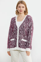 Renk Kombinli Yumoş Triko Hırka - Bordo (2) Sementa