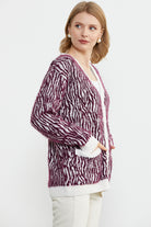 Renk Kombinli Yumoş Triko Hırka - Bordo (3) Sementa