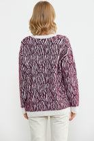 Renk Kombinli Yumoş Triko Hırka - Bordo (6) Sementa