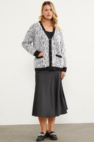 Renk Kombinli Yumoş Triko Hırka - Siyah (2) Sementa