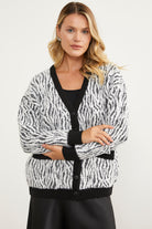 Renk Kombinli Yumoş Triko Hırka - Siyah (1) Sementa