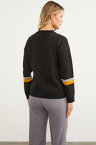 Renkli Leopar Kombinli Triko Kazak - Siyah (5) Sementa