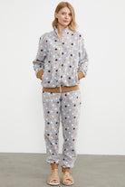 Renkli Puantiyeli Polar Eşofman Takım - Gri (1) Sementa