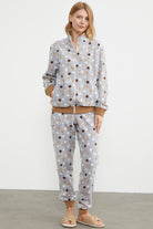 Renkli Puantiyeli Polar Eşofman Takım - Gri (2) Sementa