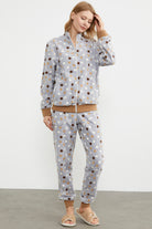 Renkli Puantiyeli Polar Eşofman Takım - Gri (3) Sementa