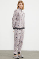 Renkli Puantiyeli Polar Eşofman Takım - Pudra (2) Sementa