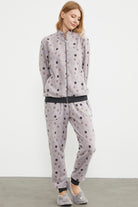 Renkli Puantiyeli Polar Eşofman Takım - Pudra (3) Sementa