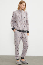 Renkli Puantiyeli Polar Eşofman Takım - Pudra (5) Sementa