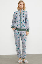 Renkli Puantiyeli Polar Eşofman Takım - Yeşil (1) Sementa