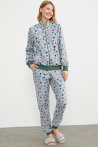 Renkli Puantiyeli Polar Eşofman Takım - Yeşil (2) Sementa