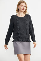 Saç Örgü Detaylı Triko Kazak - Antrasit (3) Sementa